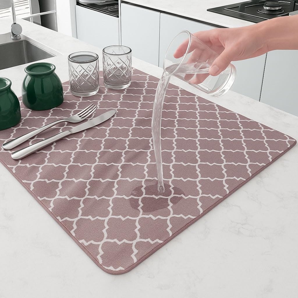 U & U UNIQUE UTILITIES Microfiber Dish Drying Mat for Kitchen (Grey, 50 x 38 cm, 300 GSM)